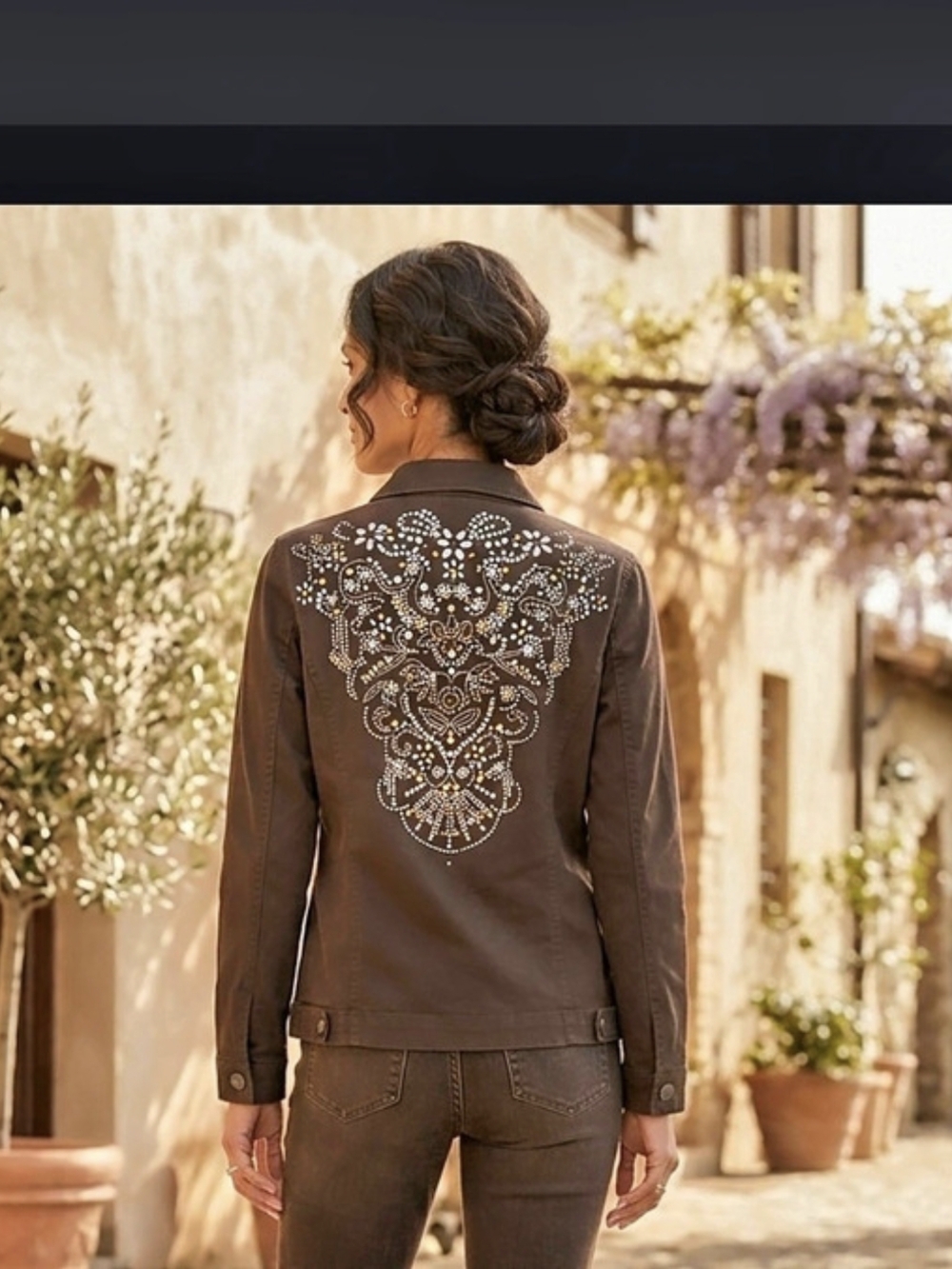 Chico's Design Embellished Black Cotton Jacket Size 3